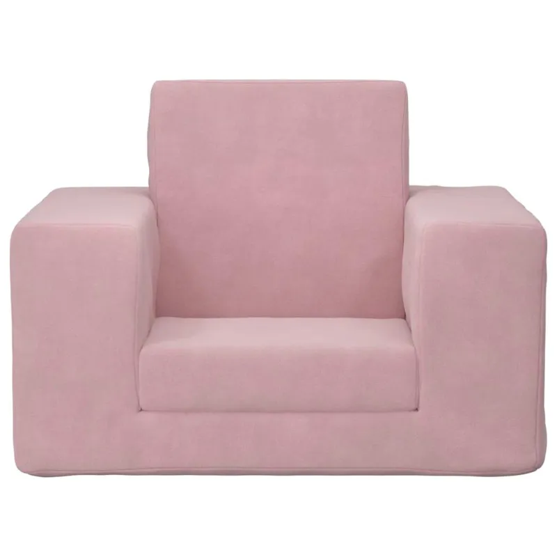 Vaikiška sofa-lova, rožinės spalvos, minkštas pliušas