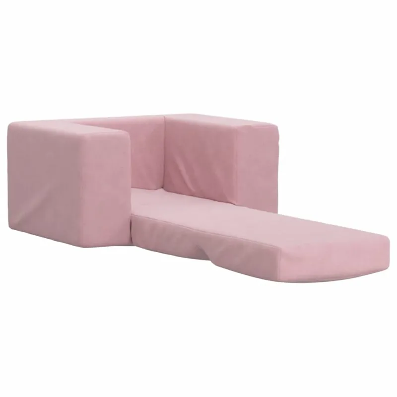 Vaikiška sofa-lova, rožinės spalvos, minkštas pliušas