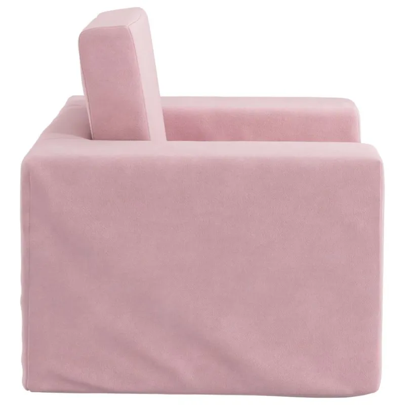 Vaikiška sofa-lova, rožinės spalvos, minkštas pliušas
