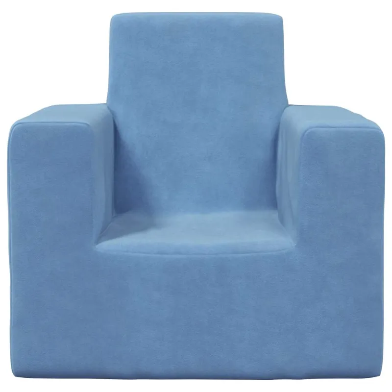Vaikiška sofa, mėlynos spalvos, minkštas pliušas