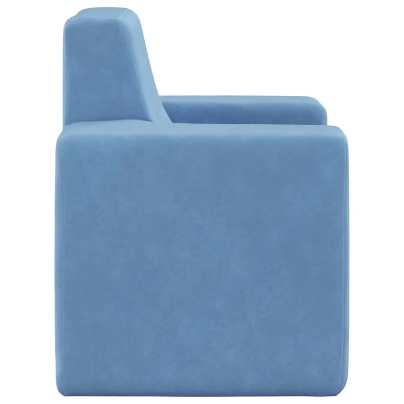 Vaikiška sofa, mėlynos spalvos, minkštas pliušas