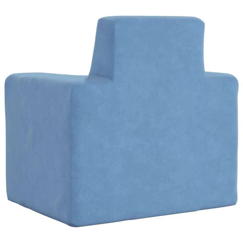 Vaikiška sofa, mėlynos spalvos, minkštas pliušas