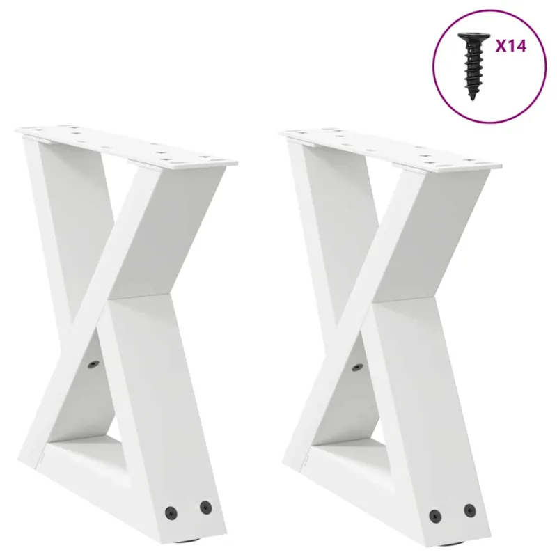 Kavos staliuko kojelės, 2 vnt., baltos, 40x(30-31,3) cm, plienas
