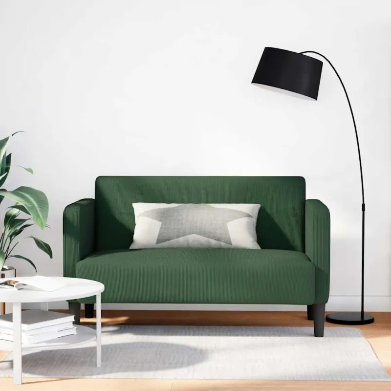 Loveseat sofa, tamsiai žalia, 109cm, velvetinis audinys