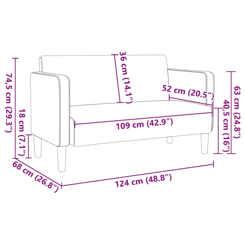Loveseat sofa, tamsiai žalia, 109cm, velvetinis audinys