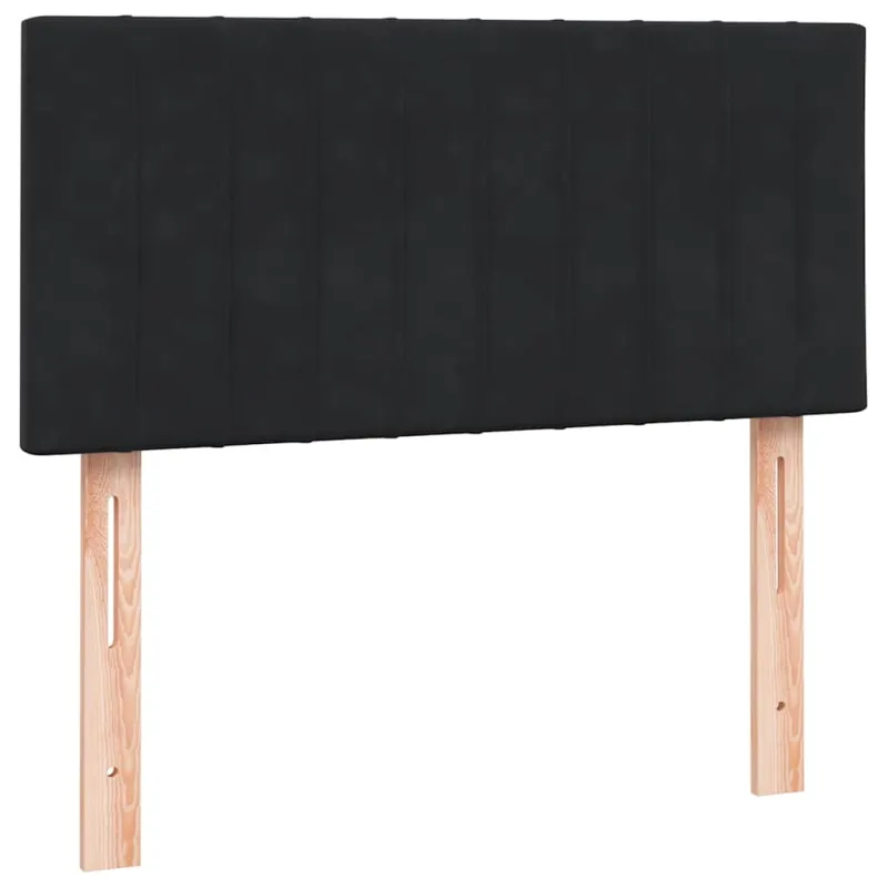 Lova su spyruoklėmis ir čiužiniu, juoda, 90x210 cm, aksomas