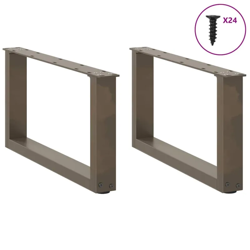 Kavos staliuko kojelės, U formos, 2 vnt., natūralus plienas, 60x(30-31) cm, plienas