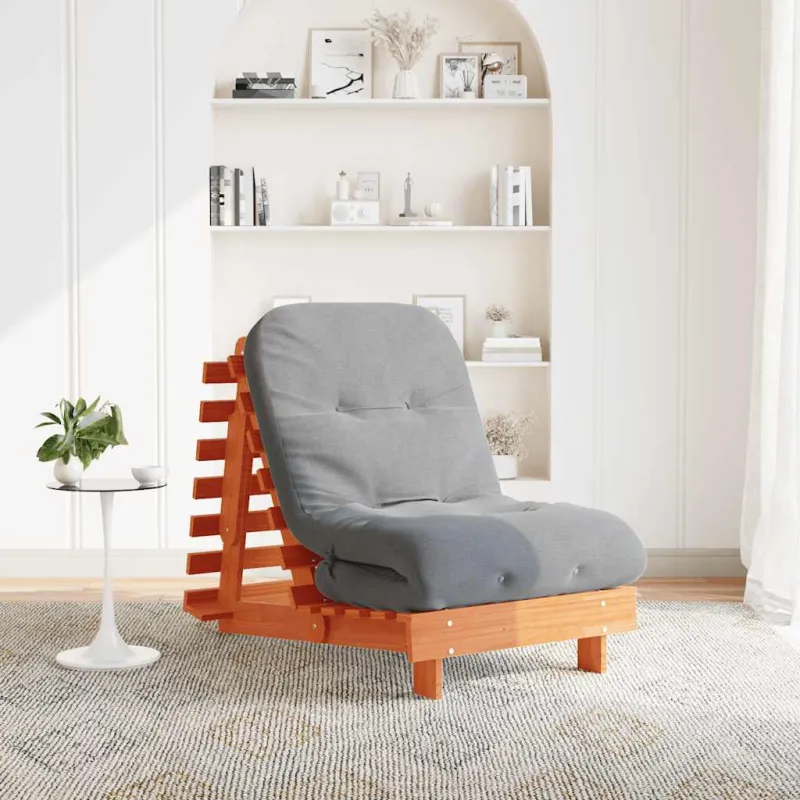Futono sofa-lova su čiužiniu, vaško ruda, 70x206x11cm, pušis
