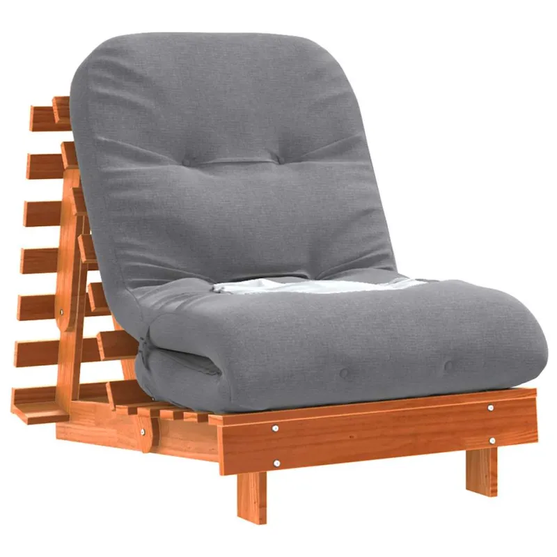 Futono sofa-lova su čiužiniu, vaško ruda, 70x206x11cm, pušis