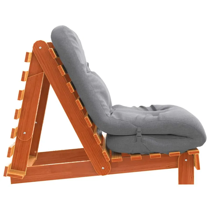 Futono sofa-lova su čiužiniu, vaško ruda, 70x206x11cm, pušis