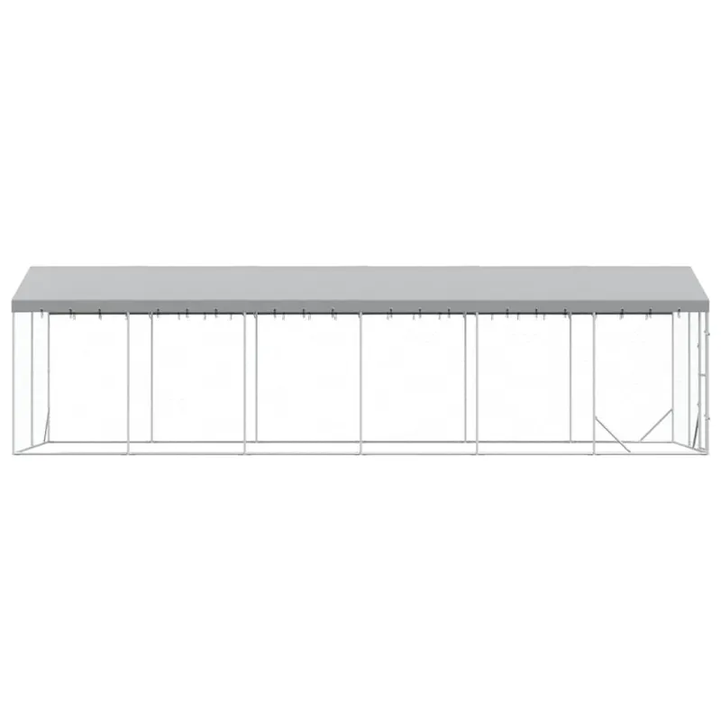Lauko voljeras šunims su stogu, sidabrinis, 3x9x2,5m, plienas