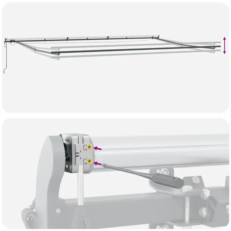 Automatinė ištraukiama markizė su LED lemputėmis, antracito ir baltos spalvos, 600x300 cm