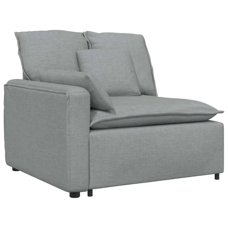 Modulinė sofa su pakoja ir pagalvėlėmis, šviesiai pilka