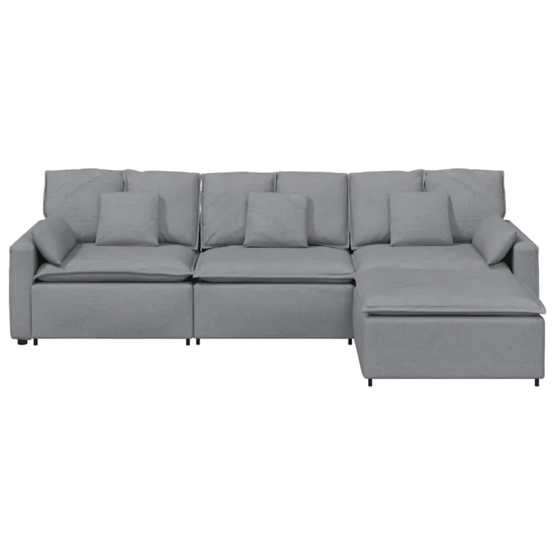 Modulinė sofa su pakoja ir pagalvėlėmis, šviesiai pilka