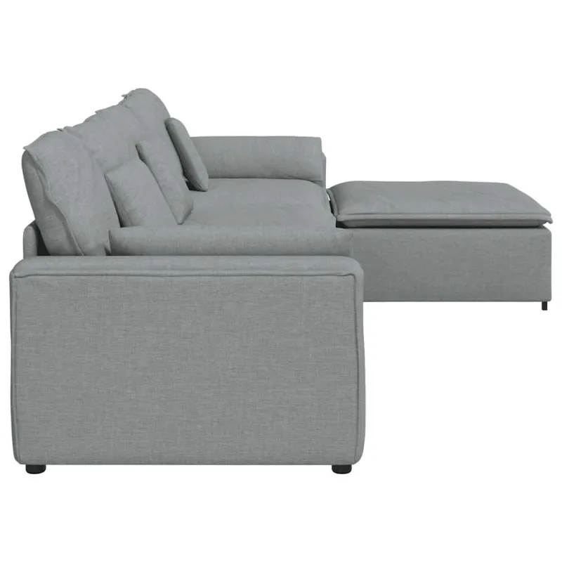Modulinė sofa su pakoja ir pagalvėlėmis, šviesiai pilka