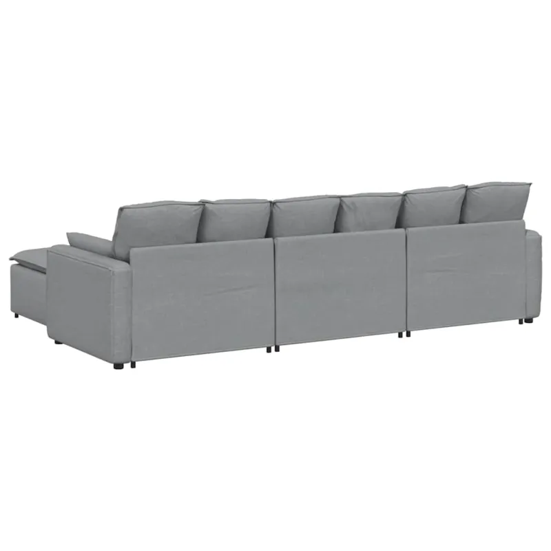 Modulinė sofa su pakoja ir pagalvėlėmis, šviesiai pilka