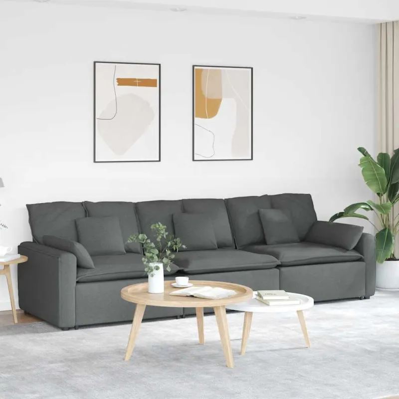 Modulinė sofa su pagalvėlėmis, tamsiai pilka