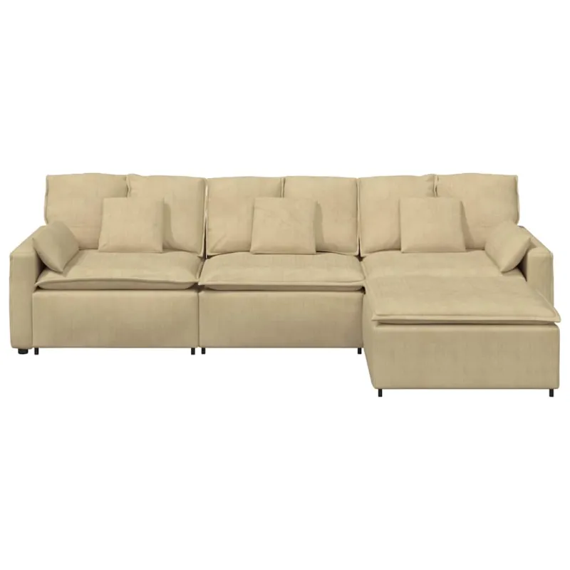 Modulinė sofa su pakoja ir pagalvėlėmis, pilkai žalia