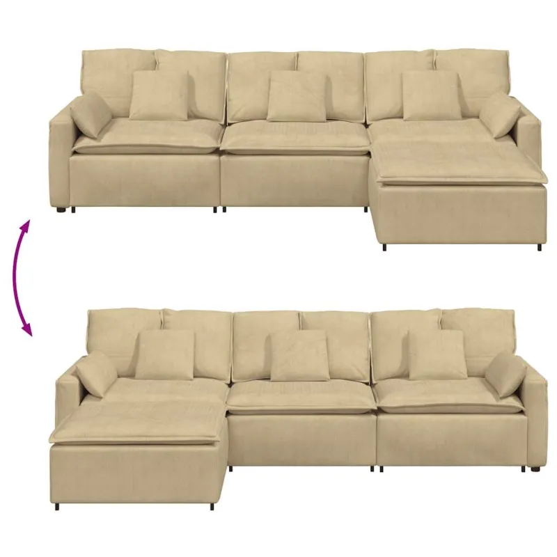 Modulinė sofa su pakoja ir pagalvėlėmis, pilkai žalia