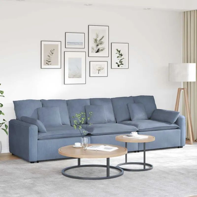 Modulinė sofa su pagalvėlėmis, mėlyna
