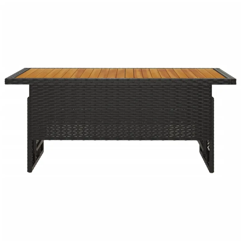 Sodo pöytätaso, musta, 100x50x43/63cm, akasia ja polyratán