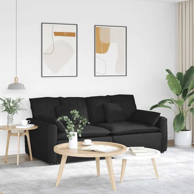Modulinė sofa su pagalvėlėmis, juoda