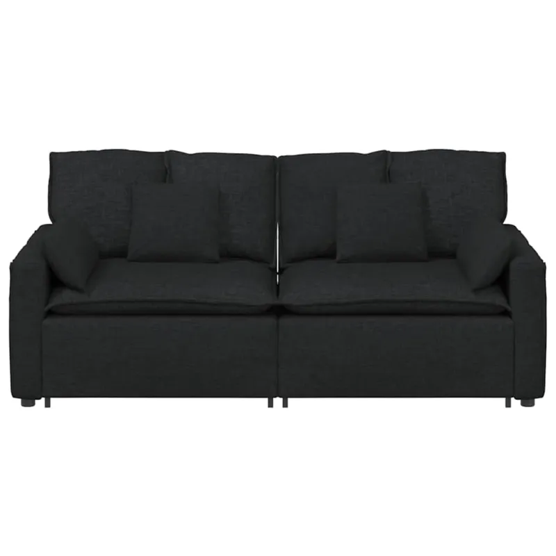 Modulinė sofa su pagalvėlėmis, juoda