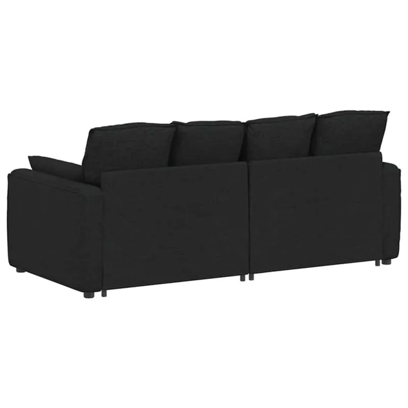 Modulinė sofa su pagalvėlėmis, juoda