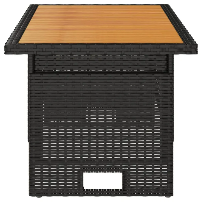 Sodo pöytätaso, musta, 100x50x43/63cm, akasia ja polyratán