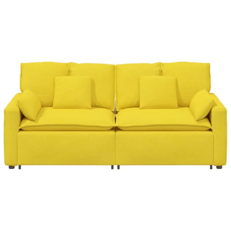 Modulinė sofa su pagalvėlėmis, šviesiai geltona