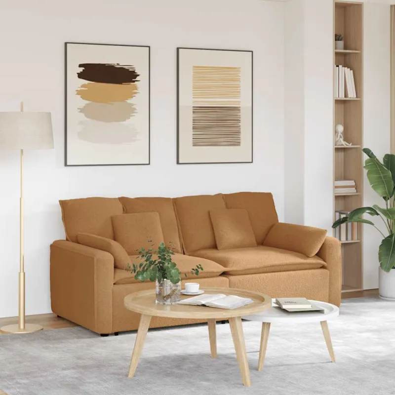 Modulinė sofa su pagalvėlėmis, smėlio spalvos