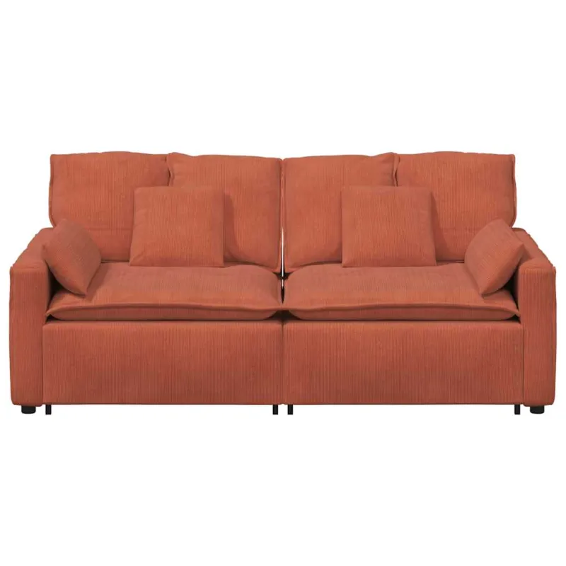 Modulinė sofa su pagalvėlėmis, raudonai oranžinė