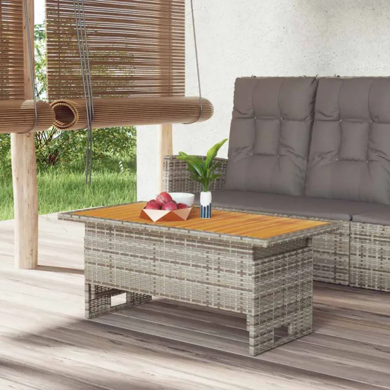 Soodinen pöytä, harmaa, 100x50x43/63cm, akasia ja polyratasta