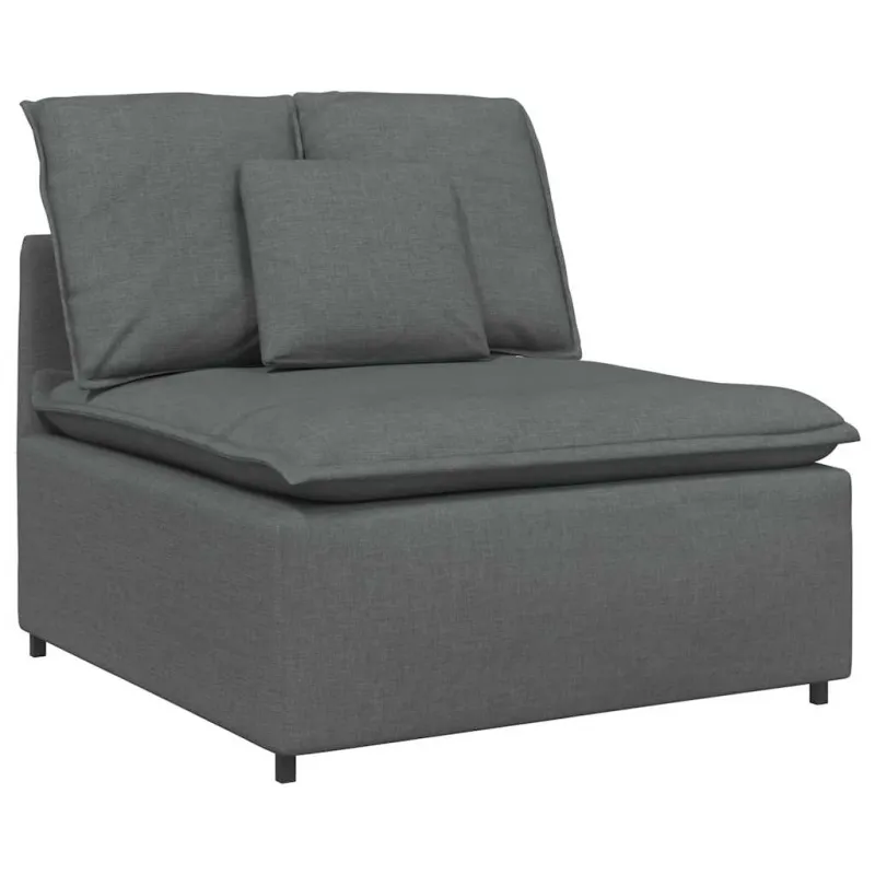 Modulinė sofa su pakoja ir pagalvėlėmis, audinys, tamsiai pilka