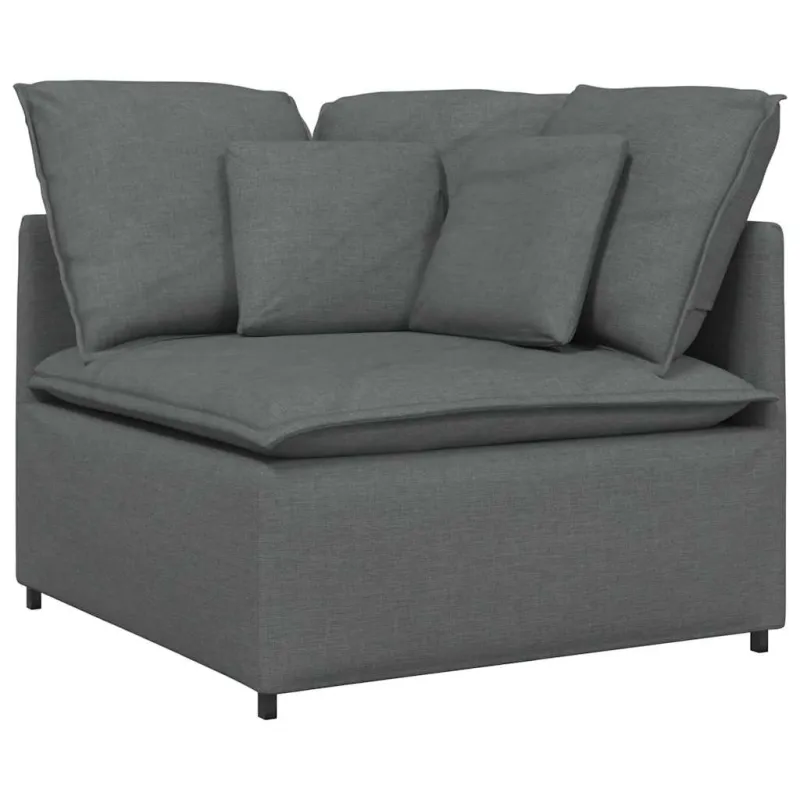 Modulinė sofa su pakoja ir pagalvėlėmis, audinys, tamsiai pilka