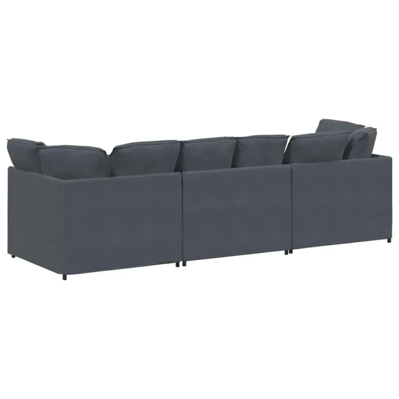 Modulinė sofa su pagalvėlėmis, aksominė, tamsiai pilka