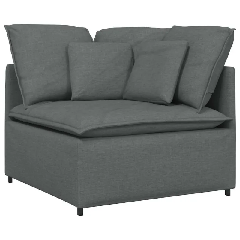 Modulinė sofa su pagalvėlėmis, audinys, tamsiai pilka