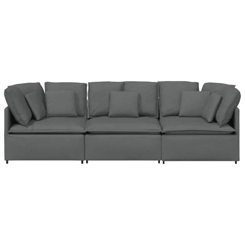 Modulinė sofa su pagalvėlėmis, audinys, tamsiai pilka