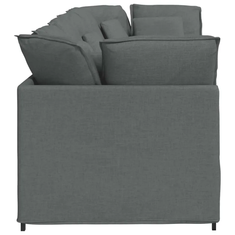 Modulinė sofa su pagalvėlėmis, audinys, tamsiai pilka