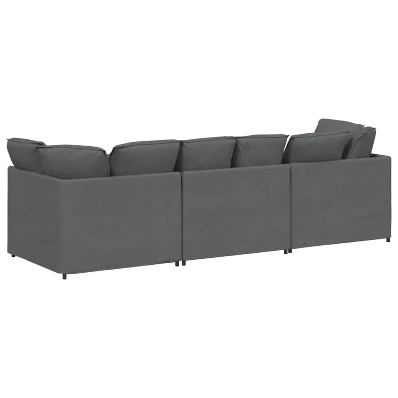 Modulinė sofa su pagalvėlėmis, audinys, tamsiai pilka