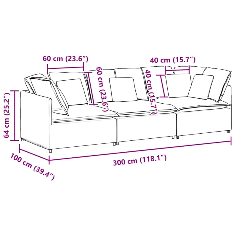 Modulinė sofa su pagalvėlėmis, audinys, tamsiai pilka