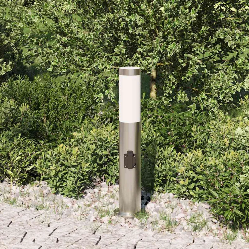 Apsauginis šviestuvas su lizdu, 50 cm, nerūdijantis plienas, IP44