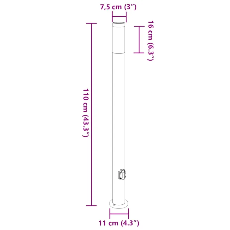 Šviestuvas su stulpeliu, 110 cm, nerūdijantis plienas, IP44
