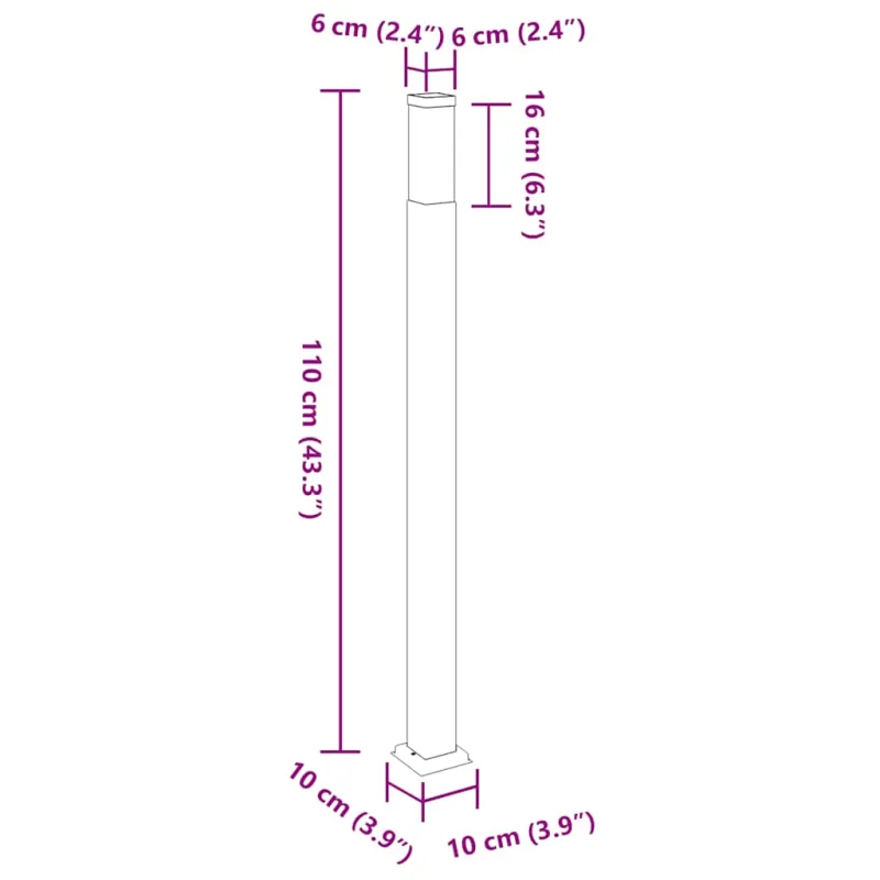 Šviestuvas stulpeliui, 110 cm, nerūdijantis plienas, IP44