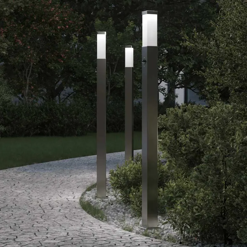 Šviestuvai su jutikliu, 3 vnt., 110 cm, nerūdijantis plienas, IP44
