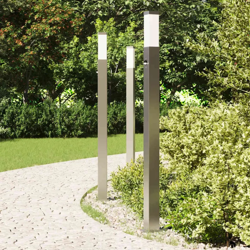 Šviestuvai su jutikliu, 3 vnt., 110 cm, nerūdijantis plienas, IP44