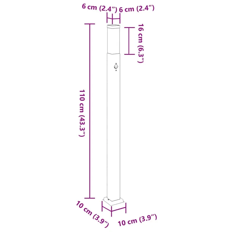 Šviestuvai su jutikliu, 3 vnt., 110 cm, nerūdijantis plienas, IP44