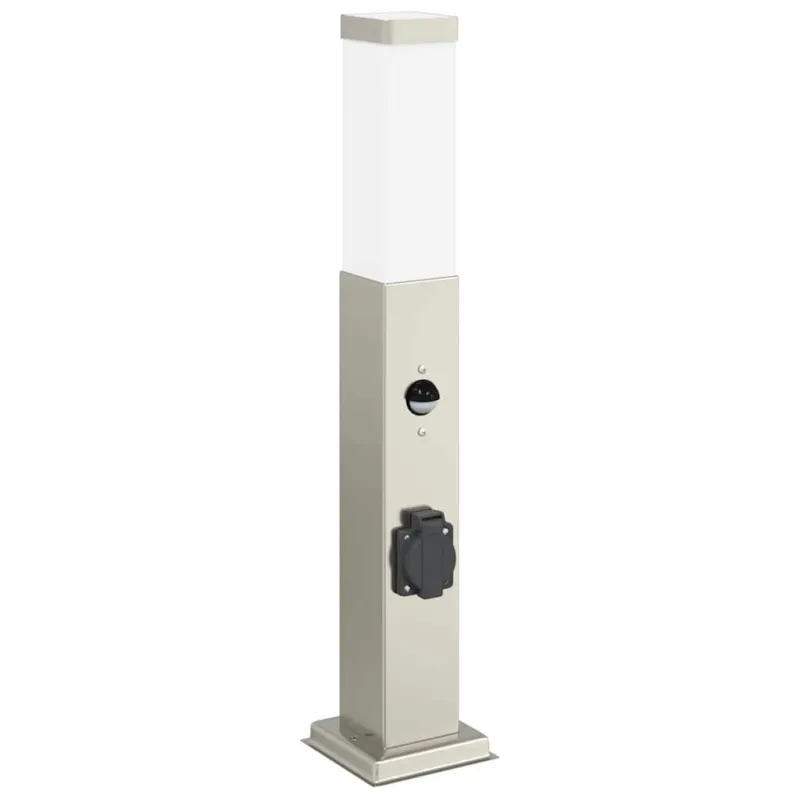 Šviestuvai su jutikliu ir lizdu, 3 vnt., 50 cm, nerūdijantis plienas, IP44