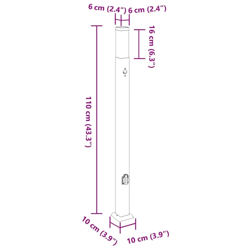 Apšvietimo stulpeliai su jutikliu ir lizdu, 3 vnt., 110 cm, nerūdijantis plienas, IP44