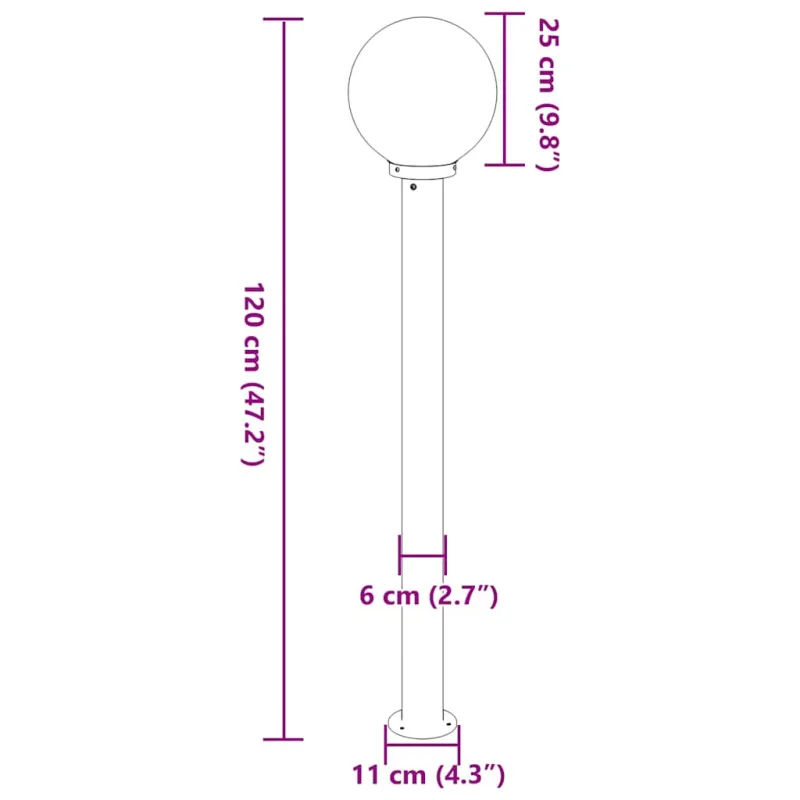 Šviestuvai stulpeliams, 3 vnt., 120 cm, nerūdijantis plienas, IP44